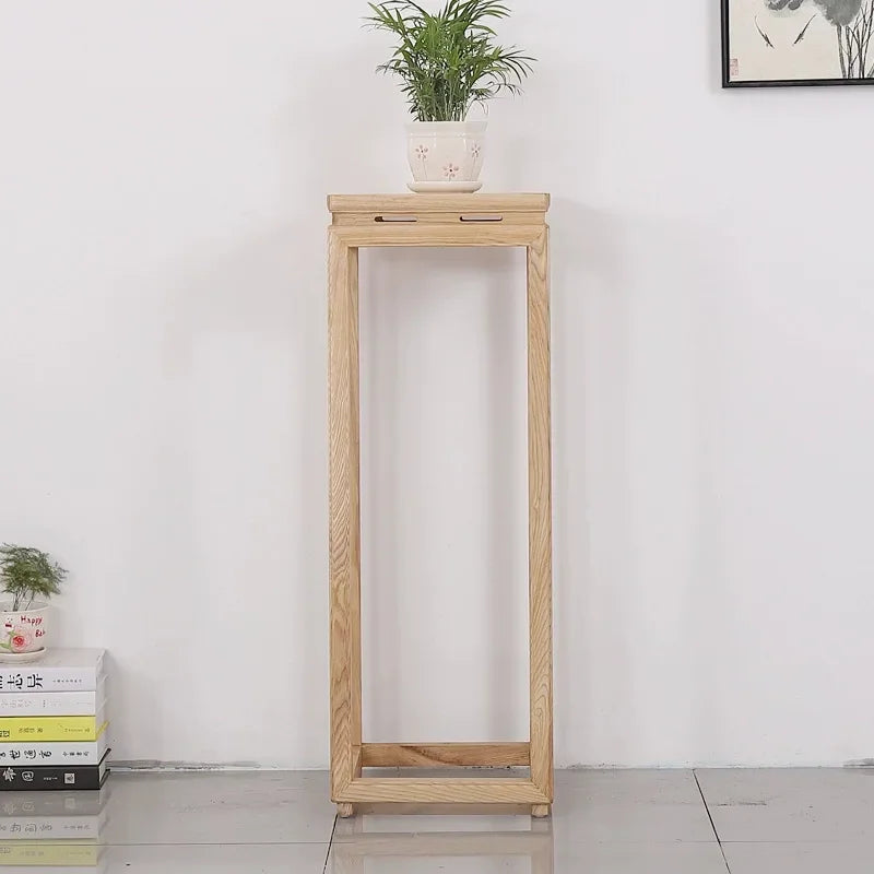 H5.20 new chinese style ash wood entryway bonsai stand balcony living room decorative flower stand shelf