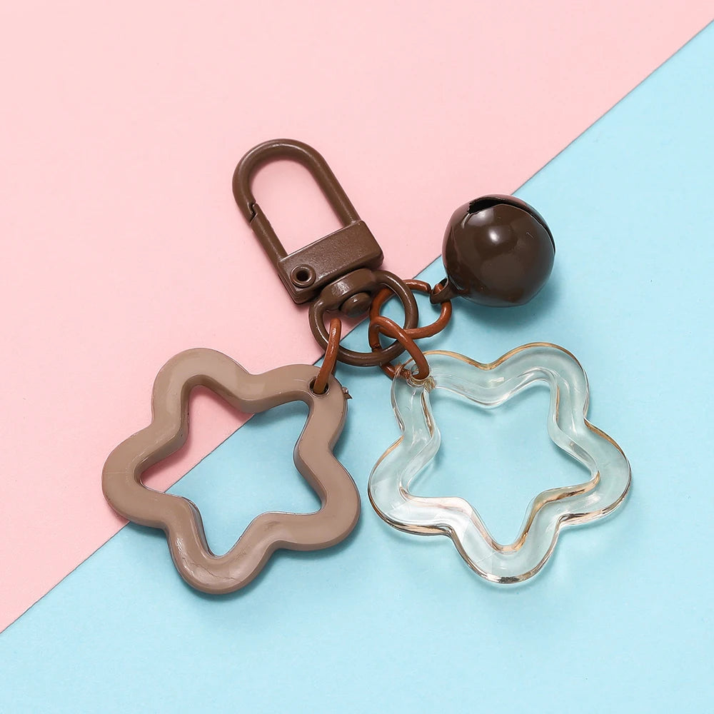 1pc Acrylic Star Keychains with Small Bell Shaped Hollow Pentagram Pendants for Gift Phone Pendants Jewelry Accessories