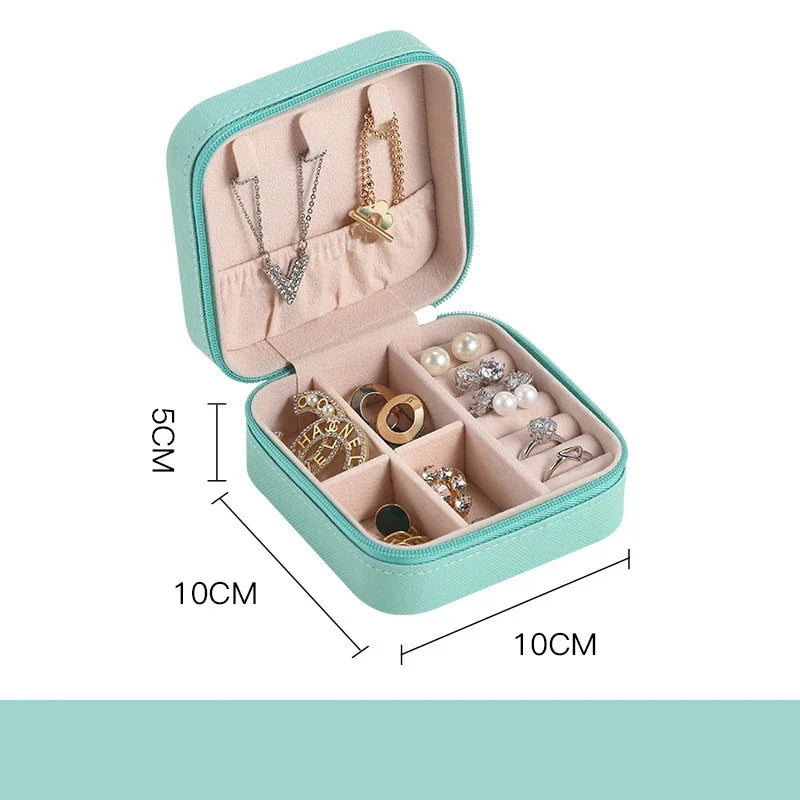 Wunionup Portable Mini Jewelry Travel Case PU Leather Organizer Box Jewelry Storage Holder for Girls Womens Earring, Necklace