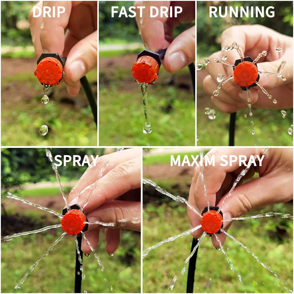 Micro Drip Irrigation System Portable 20M Automatic Watering with Adjustable Drippers Misting Watering Kits Garden Hose