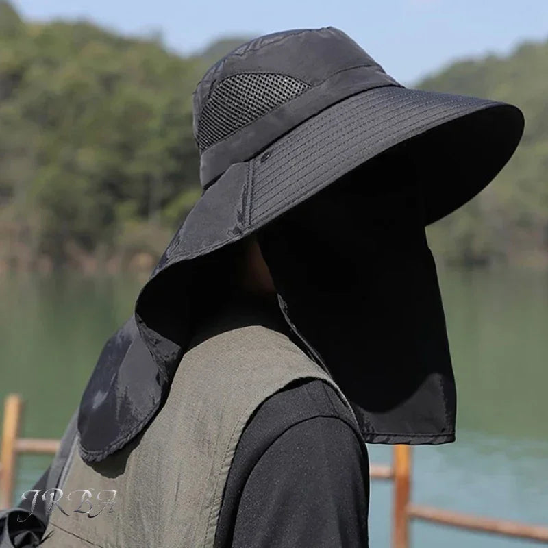Summer Sun Hats UV Protection Outdoor Hunting Fishing Cap For Men Women Hiking Camping Visor Bucket Hat Neck Flap Fisherman Hat