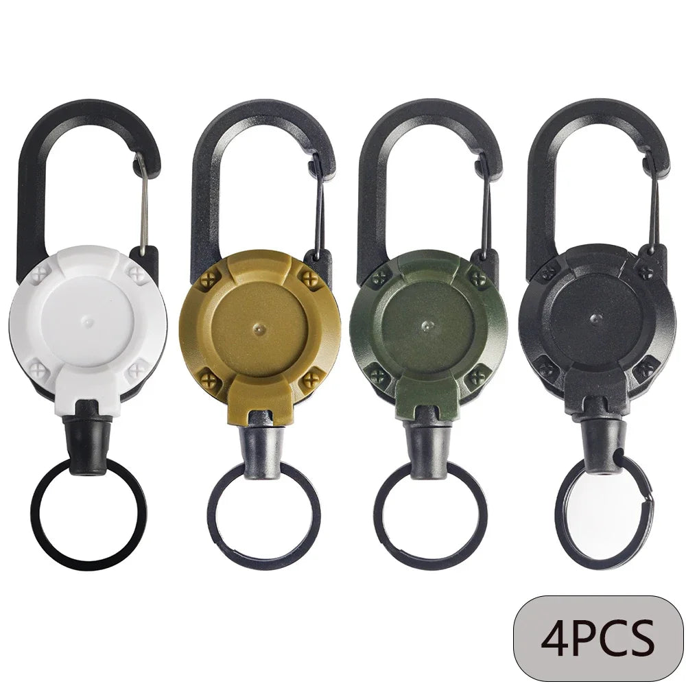 1/2/4pcs Extendable Retractable Holders Keychain Badge Reels Heavy Duty Clip With Carabiner Key Chain For Men Outdoor Bags