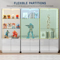71 Display Cabinet with Glass Doorsamp3 Color LightsampLockable for Bedroom White,High Gloss Curio Cabinet with Adjustable Glas