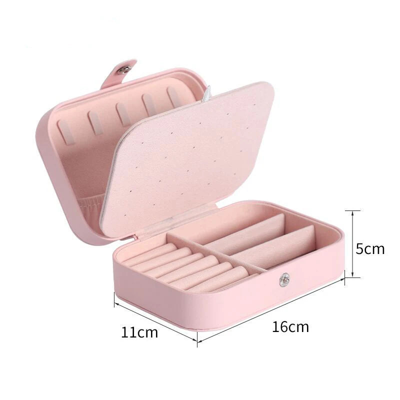 Wunionup Portable Mini Jewelry Travel Case PU Leather Organizer Box Jewelry Storage Holder for Girls Womens Earring, Necklace