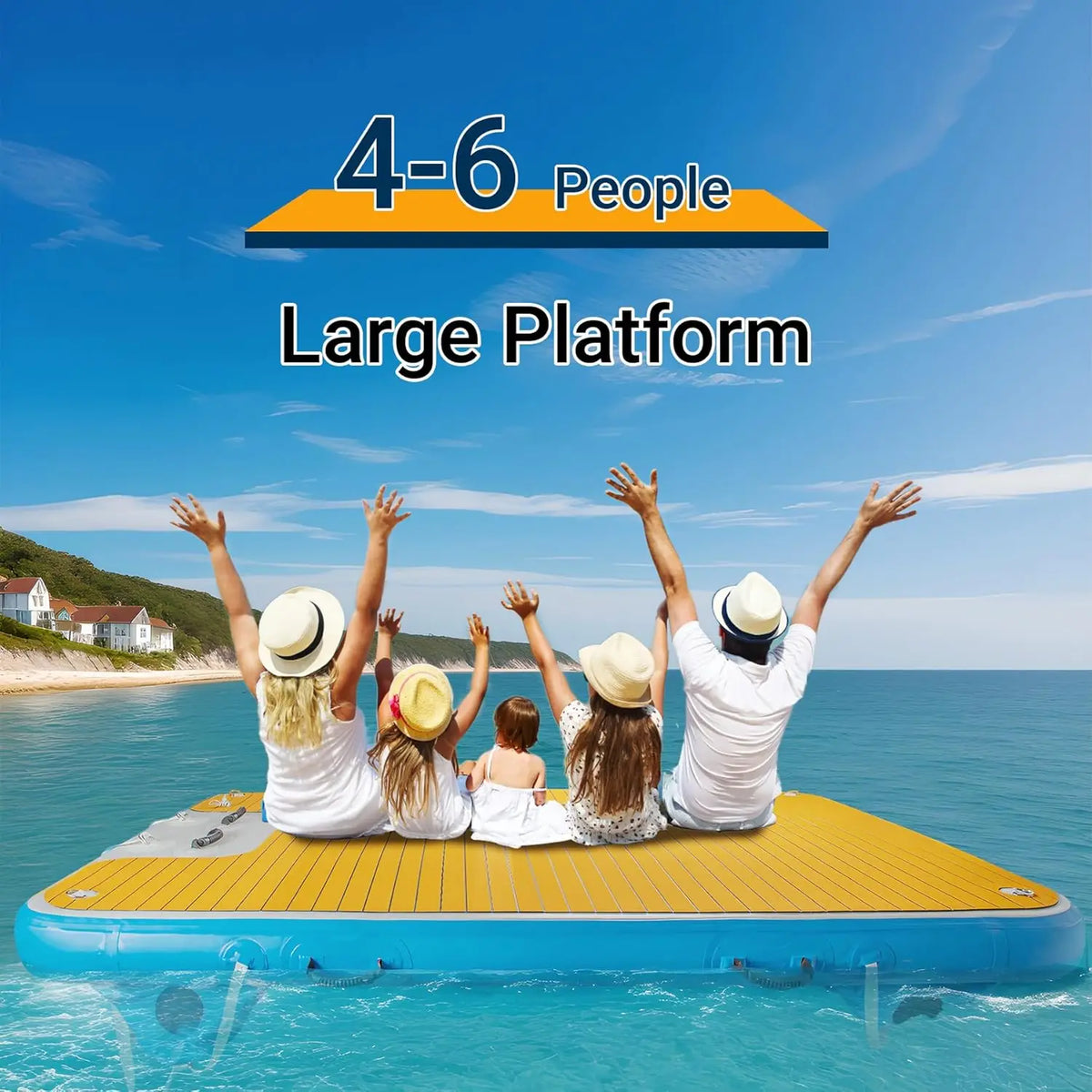 China Raft Drop Stitch Fishing Floating Platform EVA Water Dock Pontoon Leisure Mat Inflatable Floating Dock with Wood Grain EVA
