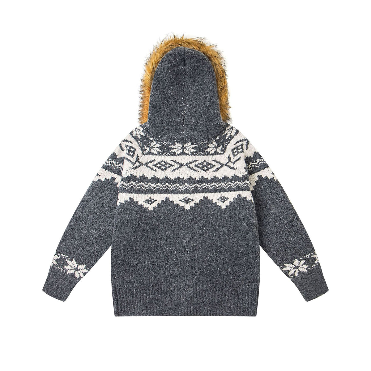 Fel Island totem jacquard cow horn button cardigan sweater