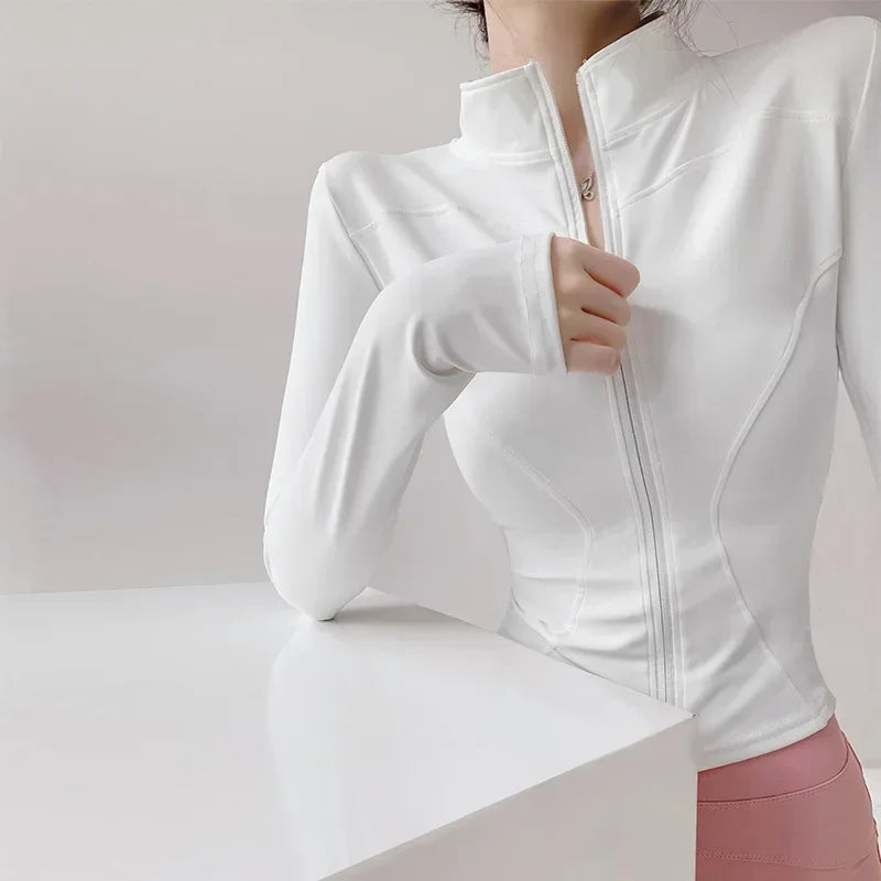 Sun Quick Drying Sports Coat Women's Tight Top Yoga Jacket Long Sleeve Zipper Jacket Running Fitness Women's Jacket S-3XL