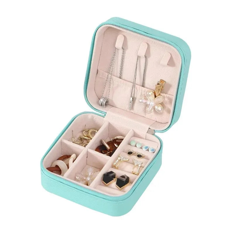 Wunionup Portable Mini Jewelry Travel Case PU Leather Organizer Box Jewelry Storage Holder for Girls Womens Earring, Necklace
