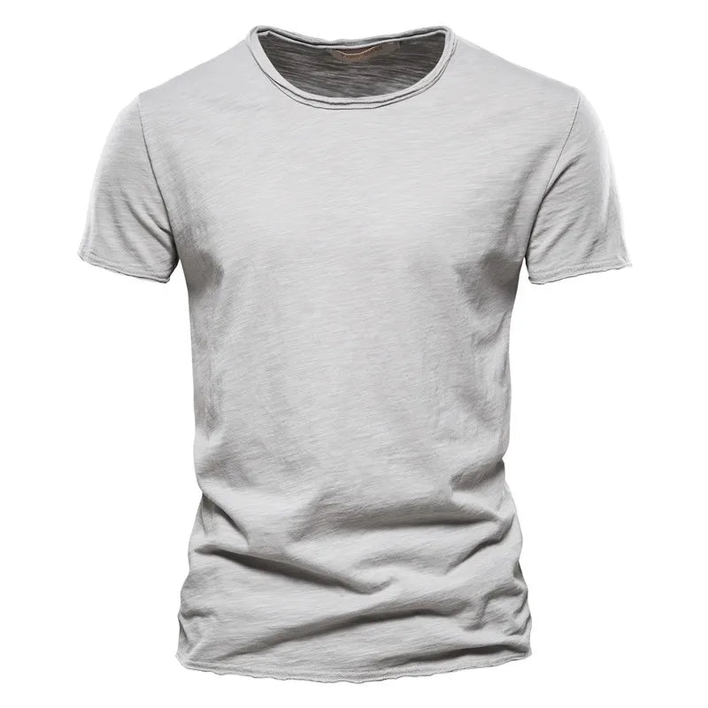 AIOPESON100% Cotton Men T-shirt V-neck Fashion Design Slim Fit Soild T-shirts Male Tops Tees Short Sleeve T Shirt O-neck For Men