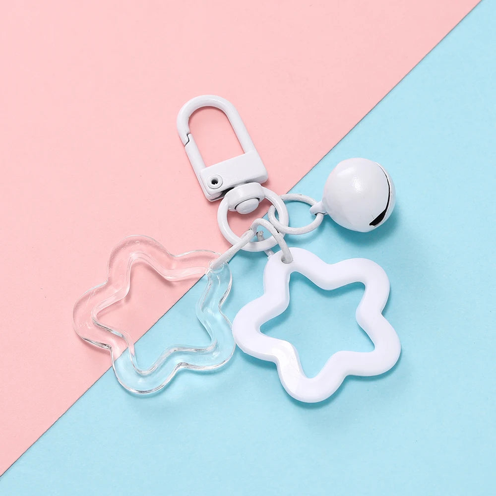 1pc Acrylic Star Keychains with Small Bell Shaped Hollow Pentagram Pendants for Gift Phone Pendants Jewelry Accessories