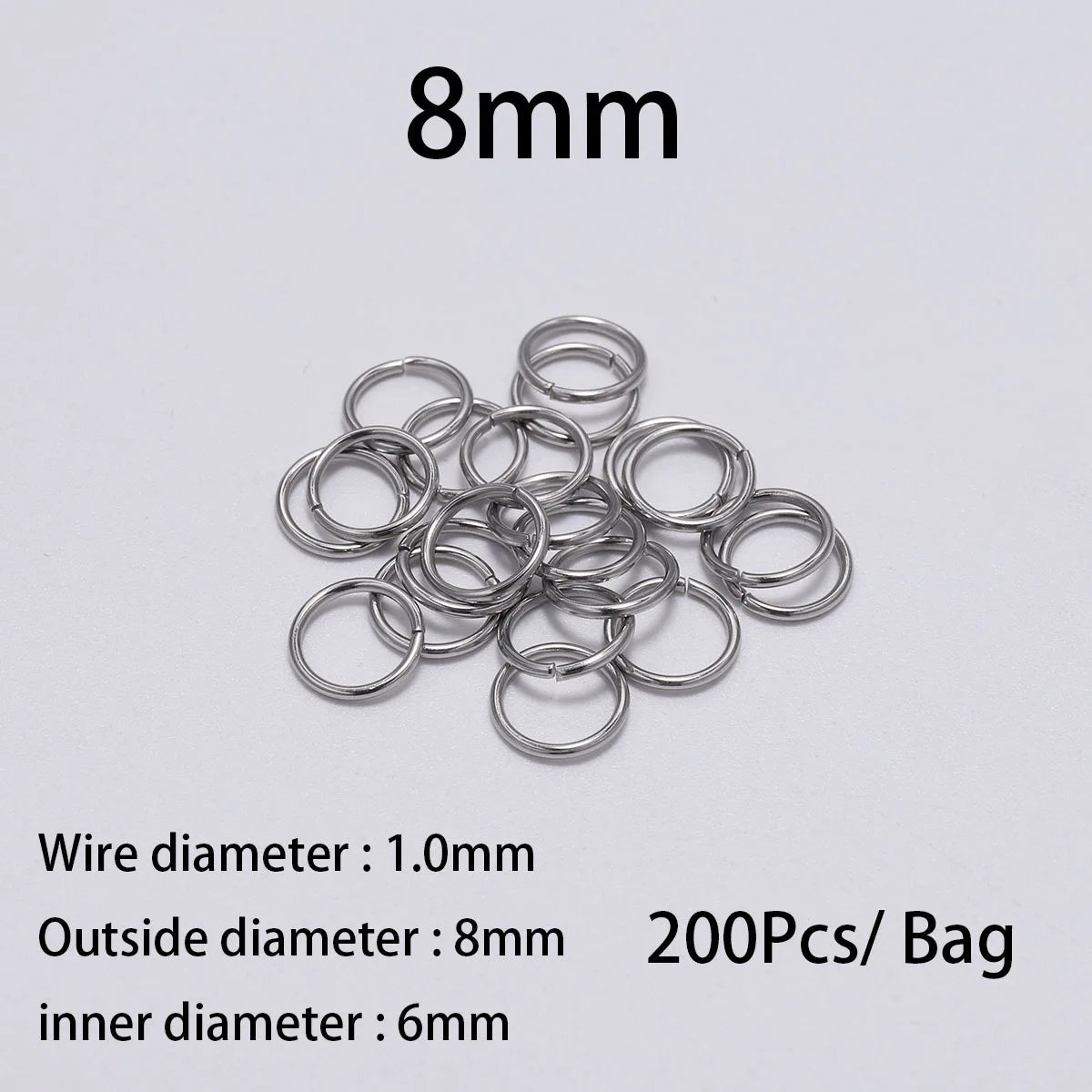 30-200Pcs 3-25mm Stainless Steel Split Ring Open Single Loops Jump Rings Connectors for DIY Jewelry Making Findings Accessories