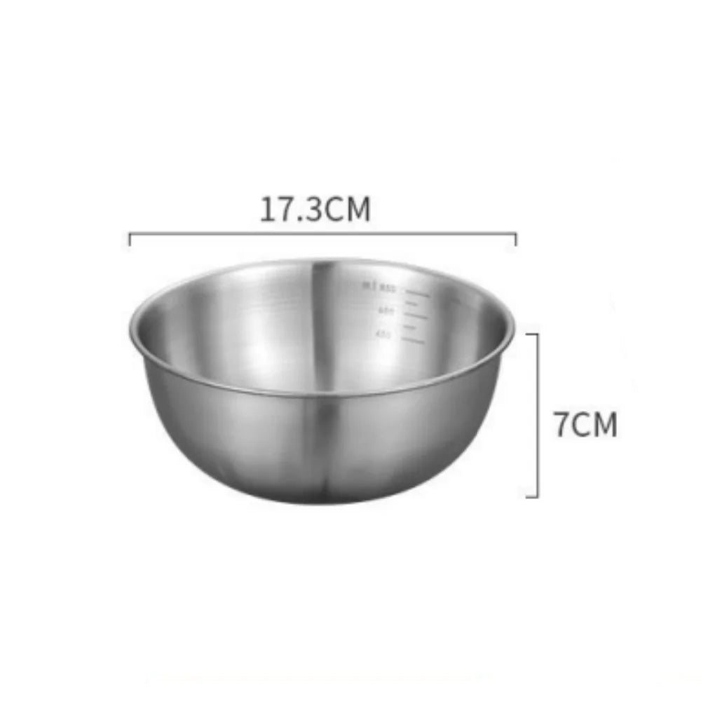 Large Capacity Stainless Steel Bowl Set with Scale for Cooking Baking Food Storage Home Kitchen Essentials Mixing Bowls