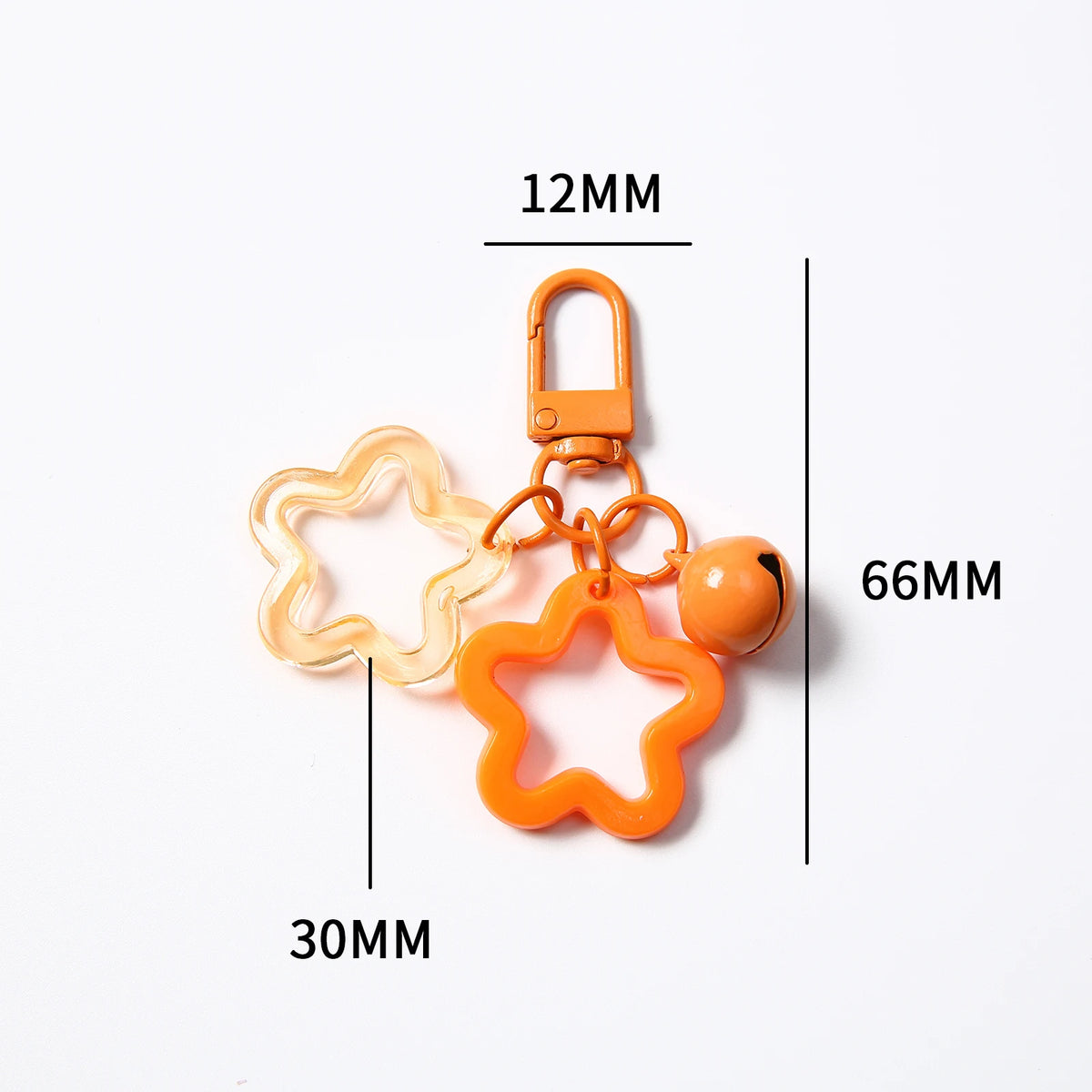 1pc Acrylic Star Keychains with Small Bell Shaped Hollow Pentagram Pendants for Gift Phone Pendants Jewelry Accessories