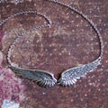 Vintage Silver Color Angel Wings Feather Choker Big Pendant Link Chains Necklaces For Women Jewelry Wedding Tribal Gifts▪