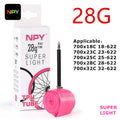 NPY 1Pcs Ultralight 28g Bike TPU Inner Tube 700X18 25 28 32 Road Bicycle TPU Material Tire 45mm/65mm/85mm Length French Valve