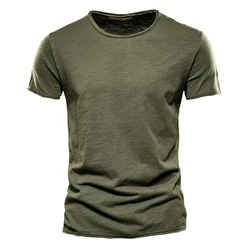 AIOPESON100% Cotton Men T-shirt V-neck Fashion Design Slim Fit Soild T-shirts Male Tops Tees Short Sleeve T Shirt O-neck For Men