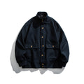 Buttoned Double Pocket Loose Stand Collar Jacket Coat