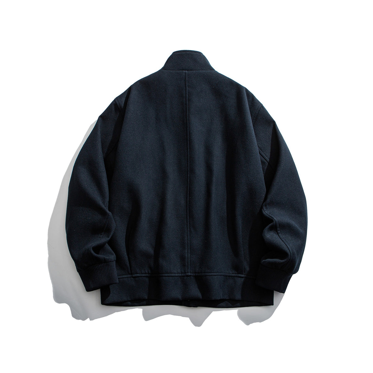 Buttoned Double Pocket Loose Stand Collar Jacket Coat