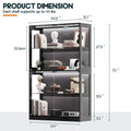 Cabinet with LED Light Strips, Modern Armoire Closet with Glass Doors, 59.1 W Large Bedroom Armoire Clothes Organizer with Shel