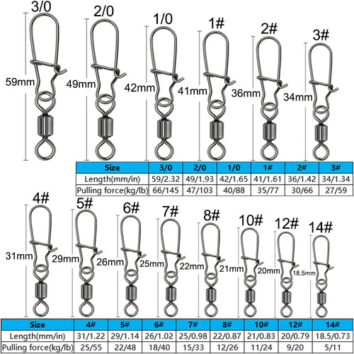 100pcs/box Swivel Snap Connector Pin Rolling Ring Fishing Tackle Buckle Hook Lure Kit Wire Connection 50pcs- 100pcs Bearing Gear