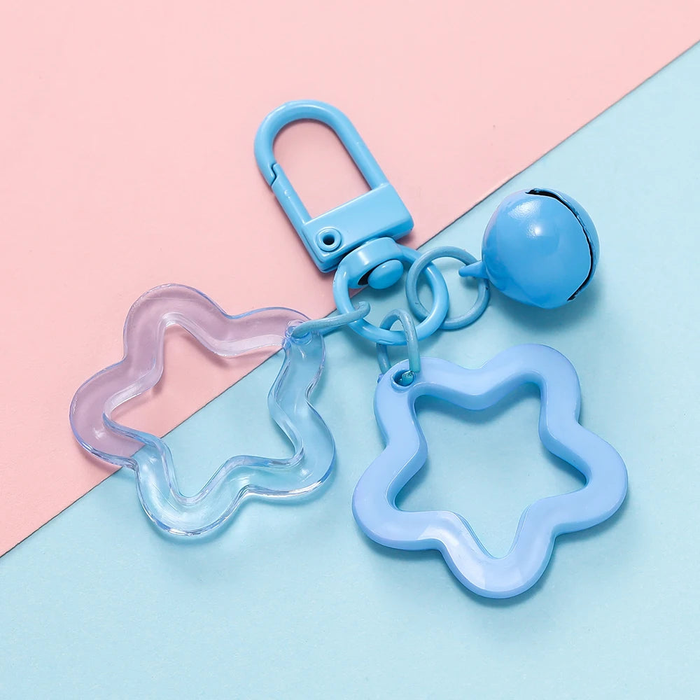 1pc Acrylic Star Keychains with Small Bell Shaped Hollow Pentagram Pendants for Gift Phone Pendants Jewelry Accessories