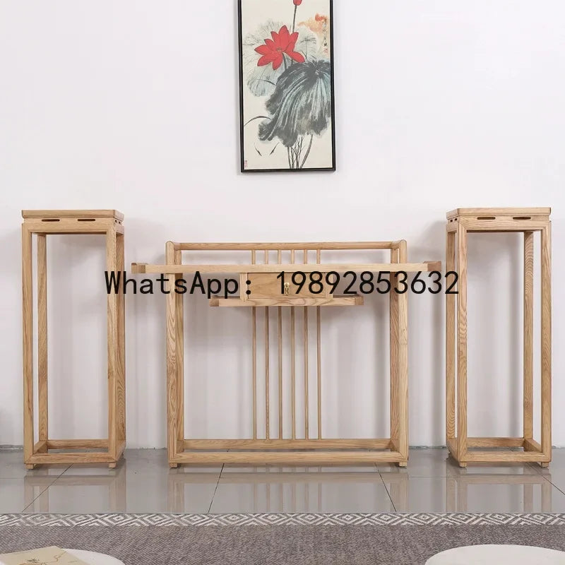 H5.20 new chinese style ash wood entryway bonsai stand balcony living room decorative flower stand shelf