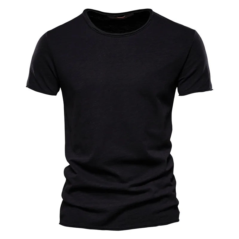AIOPESON100% Cotton Men T-shirt V-neck Fashion Design Slim Fit Soild T-shirts Male Tops Tees Short Sleeve T Shirt O-neck For Men