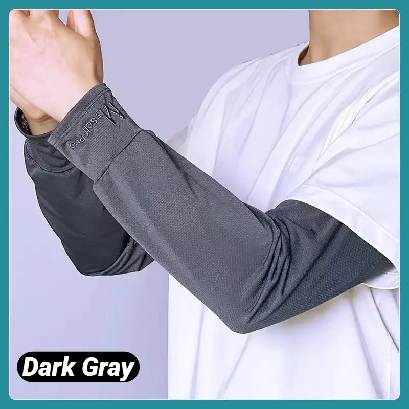1Pair Mens Ice Arm Sleeves Sunscreen Elastic Driving Gloves Outdoor Uv Protection Cover Lightweight Cool Muff Cooling Breathable