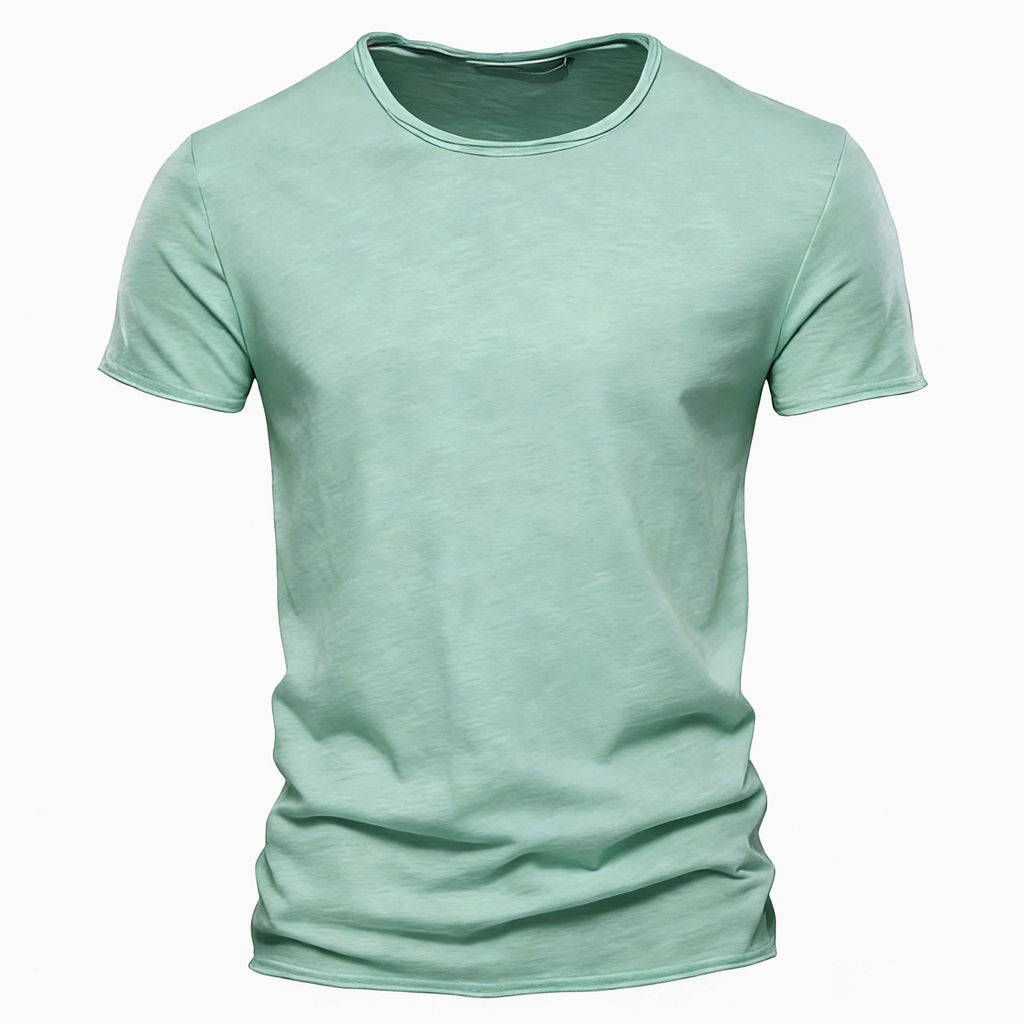 AIOPESON100% Cotton Men T-shirt V-neck Fashion Design Slim Fit Soild T-shirts Male Tops Tees Short Sleeve T Shirt O-neck For Men