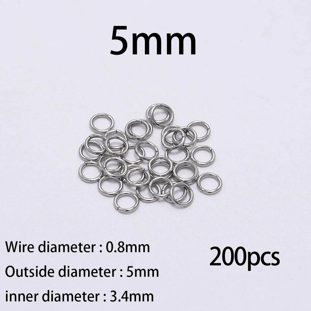 30-200Pcs 3-25mm Stainless Steel Split Ring Open Single Loops Jump Rings Connectors for DIY Jewelry Making Findings Accessories