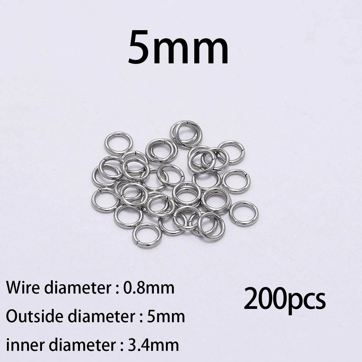 30-200Pcs 3-25mm Stainless Steel Split Ring Open Single Loops Jump Rings Connectors for DIY Jewelry Making Findings Accessories