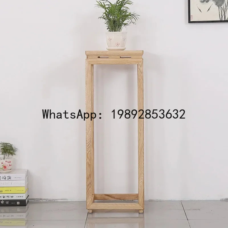 H5.20 new chinese style ash wood entryway bonsai stand balcony living room decorative flower stand shelf