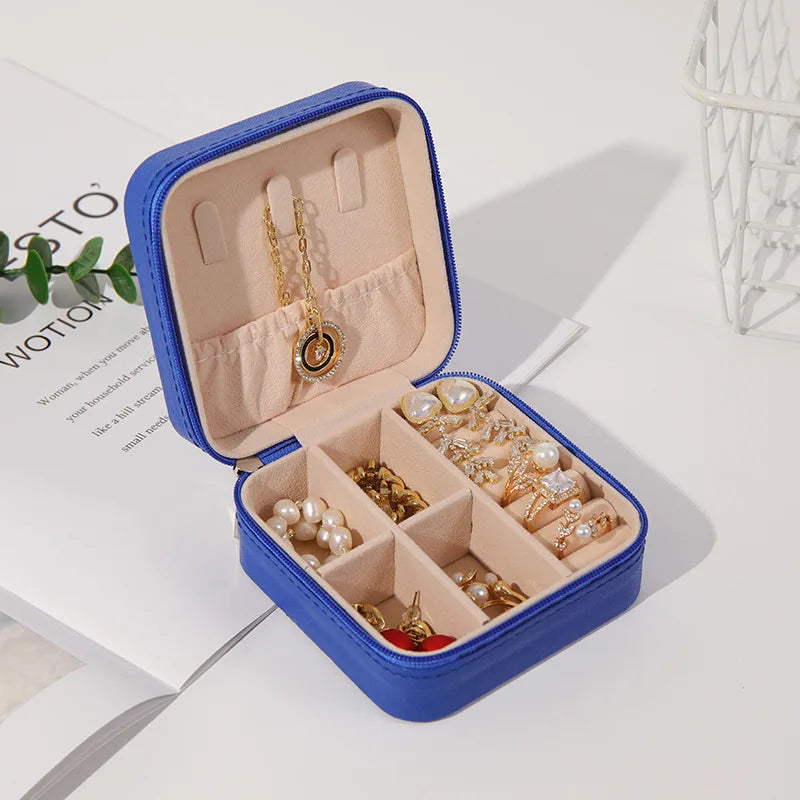 Wunionup Portable Mini Jewelry Travel Case PU Leather Organizer Box Jewelry Storage Holder for Girls Womens Earring, Necklace