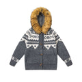 Fel Island totem jacquard cow horn button cardigan sweater