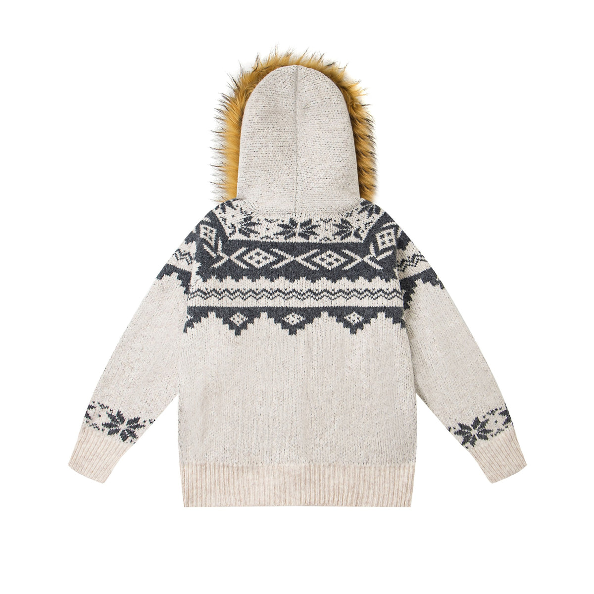 Fel Island totem jacquard cow horn button cardigan sweater