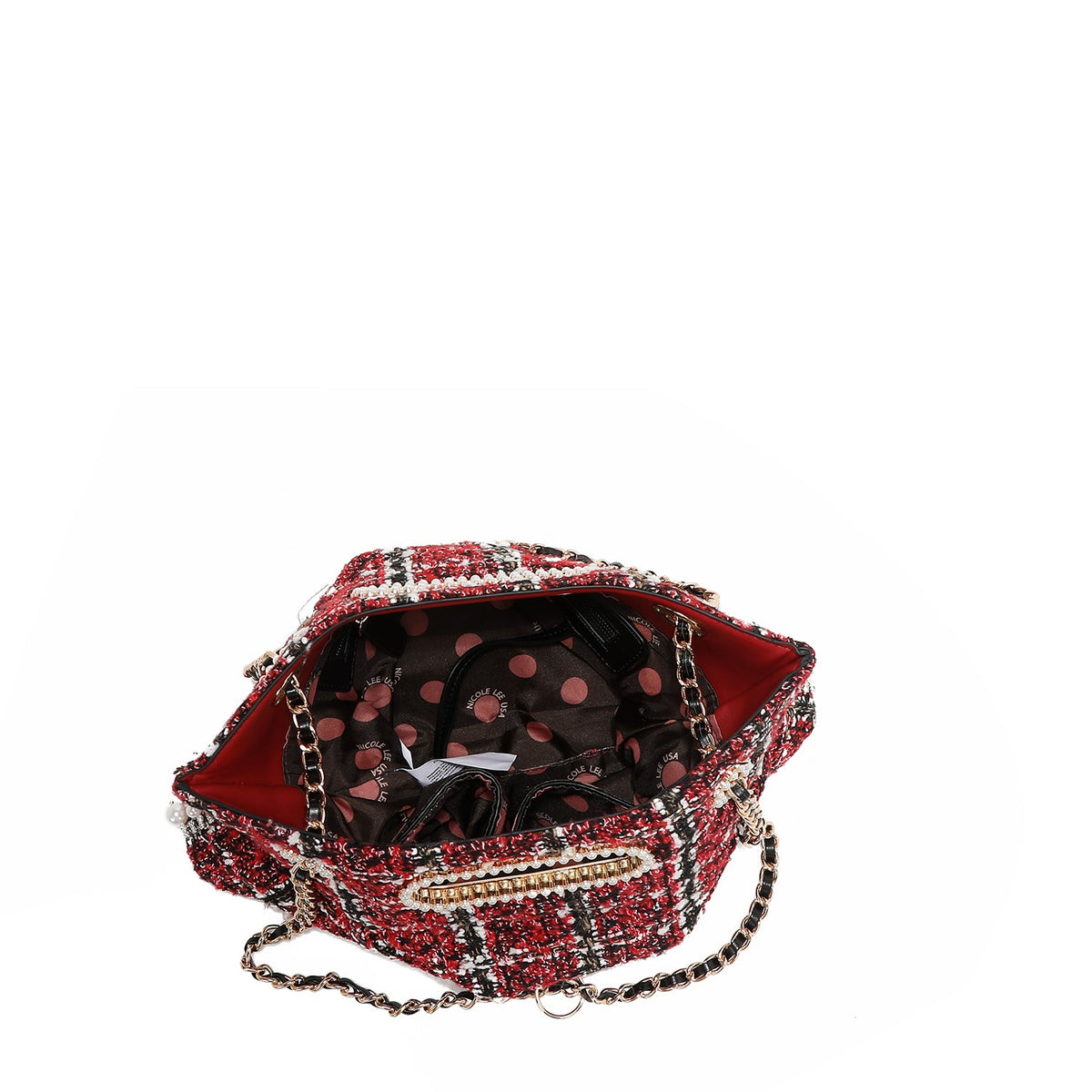 BOLSO CLUTCH ESTILO TWEED (NEGRO)