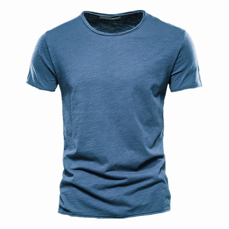 AIOPESON100% Cotton Men T-shirt V-neck Fashion Design Slim Fit Soild T-shirts Male Tops Tees Short Sleeve T Shirt O-neck For Men