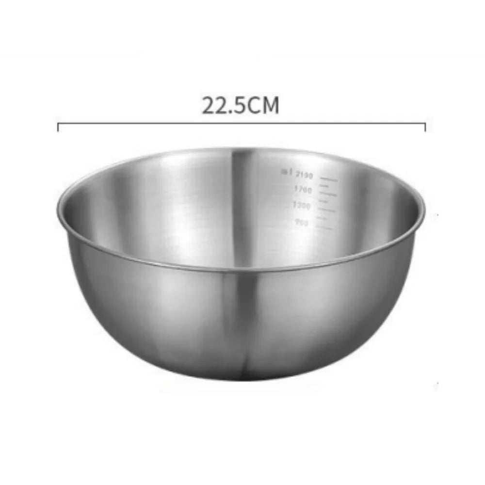 Large Capacity Stainless Steel Bowl Set with Scale for Cooking Baking Food Storage Home Kitchen Essentials Mixing Bowls