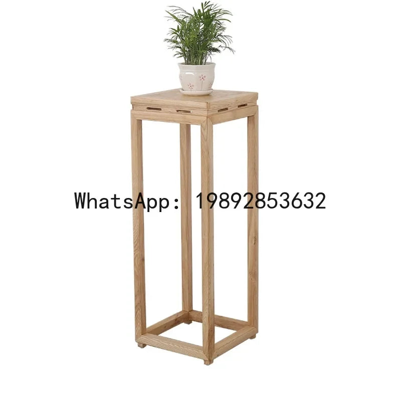 H5.20 new chinese style ash wood entryway bonsai stand balcony living room decorative flower stand shelf