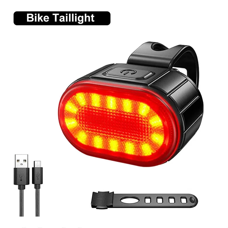 Bicycle Front & Rear Light Set Rechargeable LED Headlight Taillight Portable Floodlight for Mountain Road Biking Night Riding