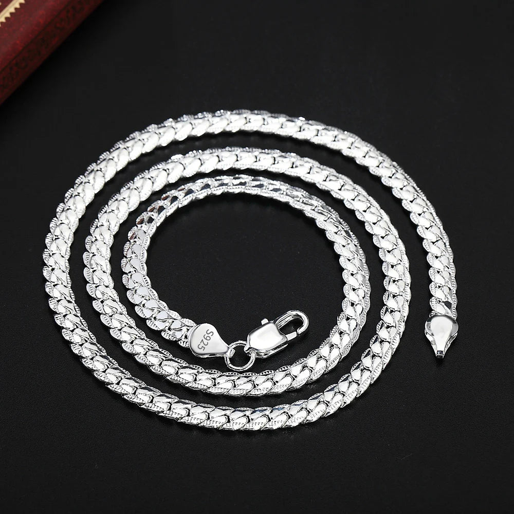 18K Gold/Silver Color 6mm Full Sideways Necklace 8/18/20/24 Inch Chain For Woman Men Fashion Wedding Engagement Jewelry