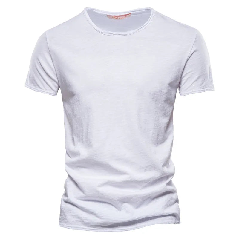 AIOPESON100% Cotton Men T-shirt V-neck Fashion Design Slim Fit Soild T-shirts Male Tops Tees Short Sleeve T Shirt O-neck For Men