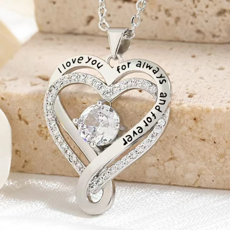 Elegant Style Heart shaped Pendant Necklace Hollow Design Mother's Day Gift Party Suitable for Best Friends Without Box