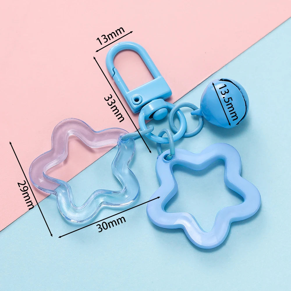 1pc Acrylic Star Keychains with Small Bell Shaped Hollow Pentagram Pendants for Gift Phone Pendants Jewelry Accessories