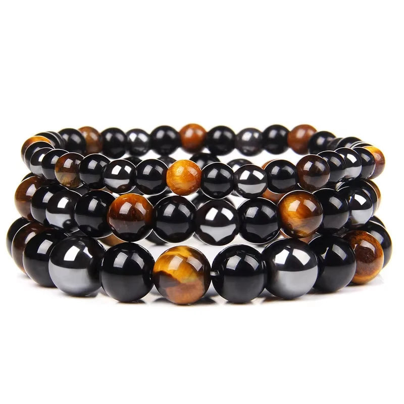 Natural Black Obsidian Hematite Tiger Eye Beads Bracelets Men for Magnetic Health Protection Women Soul Jewelry Pulsera Hombre