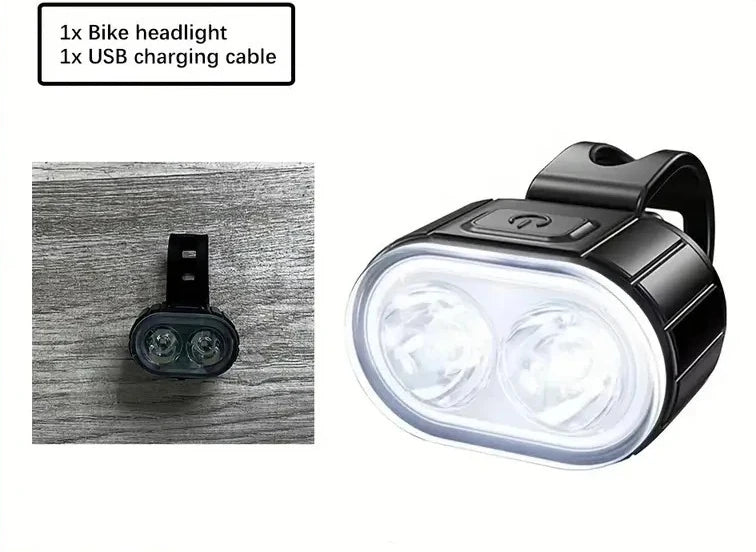 Bicycle Front & Rear Light Set Rechargeable LED Headlight Taillight Portable Floodlight for Mountain Road Biking Night Riding