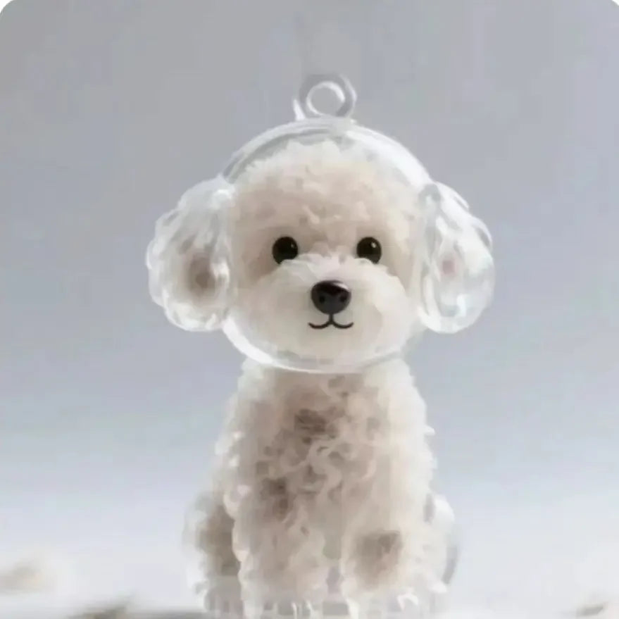 Transparent Cute Dog Pendant Keychain Creative Pet Hair Storage Capsule Hanging Ornament for Pet Lover DIY Pet Memorial Keychain