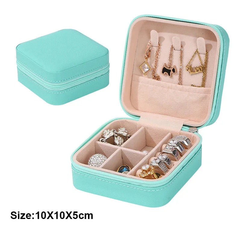 Wunionup Portable Mini Jewelry Travel Case PU Leather Organizer Box Jewelry Storage Holder for Girls Womens Earring, Necklace