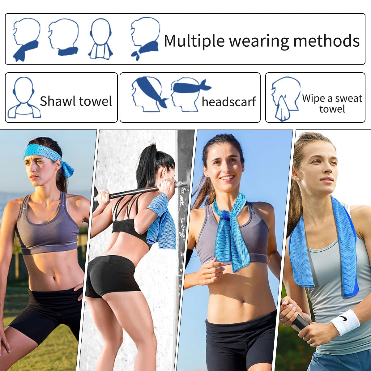Portable Circular Silicone Wrapped Cold Towel Cooling Towel Quick Drying Polyester Fiber Towels Beach Accessories Sport Fitness